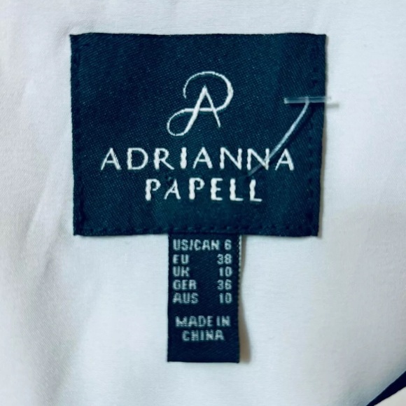 ADRIANNA PAPELL Black Cream V Neckline Cap Sleeve Career Dress 6 Lined Design - Picture 3 of 11